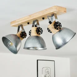 Lampes Industrielles-hofstein Plafonnier Orny Brun, Zingué, 3 lumières
