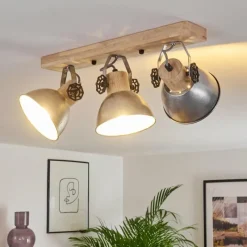 Lampes Industrielles-hofstein Plafonnier Orny Brun, Zingué, 3 lumières