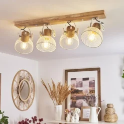 Lampes Industrielles-hofstein Plafonnier Orny Écru, Blanc, 4 lumières