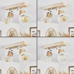 Lampes Industrielles-hofstein Plafonnier Orny Écru, Blanc, 2 lumières