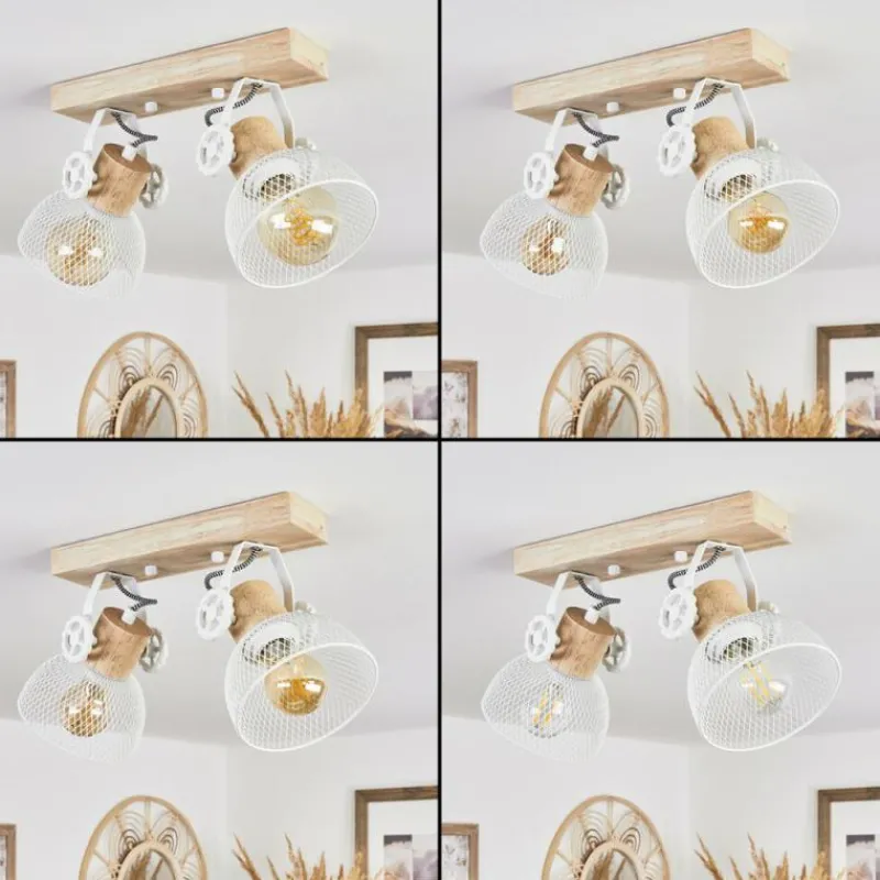 Lampes Industrielles-hofstein Plafonnier Orny Écru, Blanc, 2 lumières