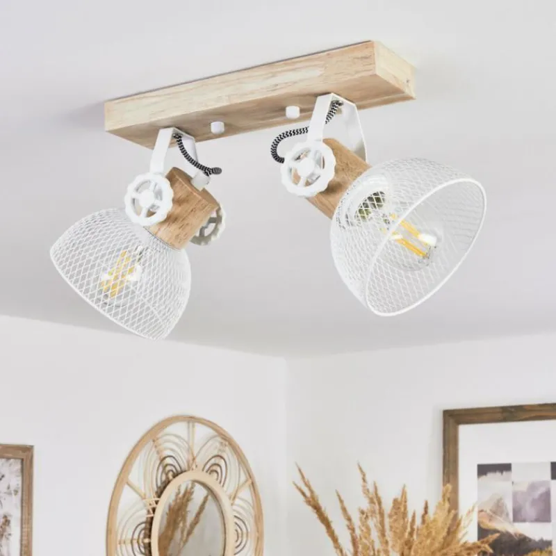 Lampes Industrielles-hofstein Plafonnier Orny Écru, Blanc, 2 lumières