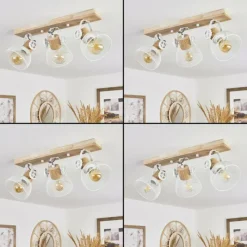 Lampes Industrielles-hofstein Plafonnier Orny Écru, Blanc, 3 lumières