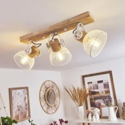 Lampes Industrielles-hofstein Plafonnier Orny Écru, Blanc, 3 lumières