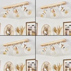 Lampes Industrielles-hofstein Plafonnier Orny Écru, Blanc, 3 lumières