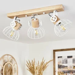 Lampes Industrielles-hofstein Plafonnier Orny Écru, Blanc, 3 lumières