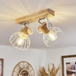 Lampes Industrielles-hofstein Plafonnier Orny Écru, Blanc, 2 lumières