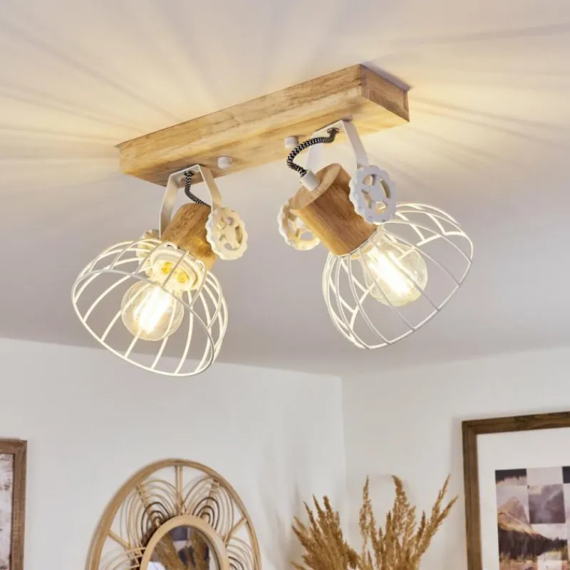 Lampes Industrielles-hofstein Plafonnier Orny Écru, Blanc, 2 lumières