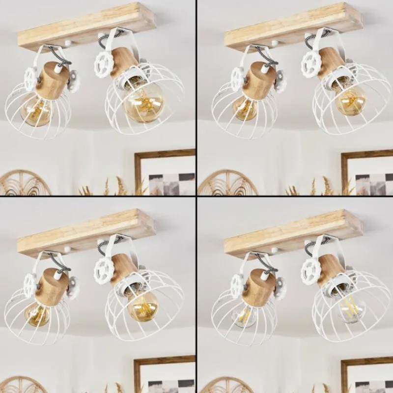 Lampes Industrielles-hofstein Plafonnier Orny Écru, Blanc, 2 lumières