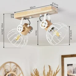 Lampes Industrielles-hofstein Plafonnier Orny Écru, Blanc, 2 lumières