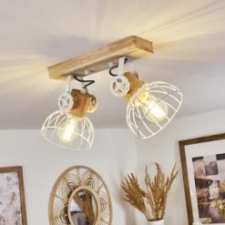 Lampes Industrielles-hofstein Plafonnier Orny Écru, Blanc, 2 lumières