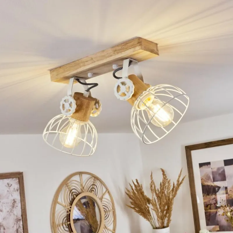 Lampes Industrielles-hofstein Plafonnier Orny Écru, Blanc, 2 lumières