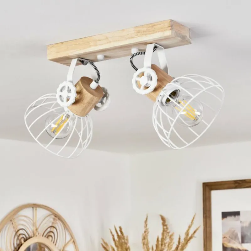 Lampes Industrielles-hofstein Plafonnier Orny Écru, Blanc, 2 lumières