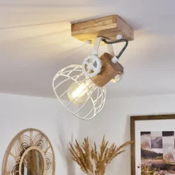 Lampes Industrielles-hofstein Plafonnier Orny Écru, Blanc, 1 lumière