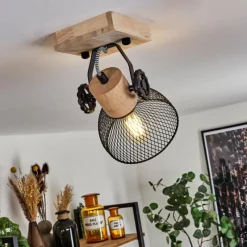 Lampes Industrielles-hofstein Plafonnier Orny Écru, Noir, 1 lumière