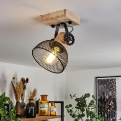 Lampes Industrielles-hofstein Plafonnier Orny Écru, Noir, 1 lumière