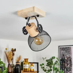 Lampes Industrielles-hofstein Plafonnier Orny Écru, Noir, 1 lumière