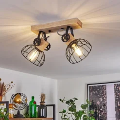 Lampes Industrielles-hofstein Plafonnier Orny Écru, Noir, 2 lumières