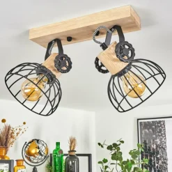 Lampes Industrielles-hofstein Plafonnier Orny Écru, Noir, 2 lumières