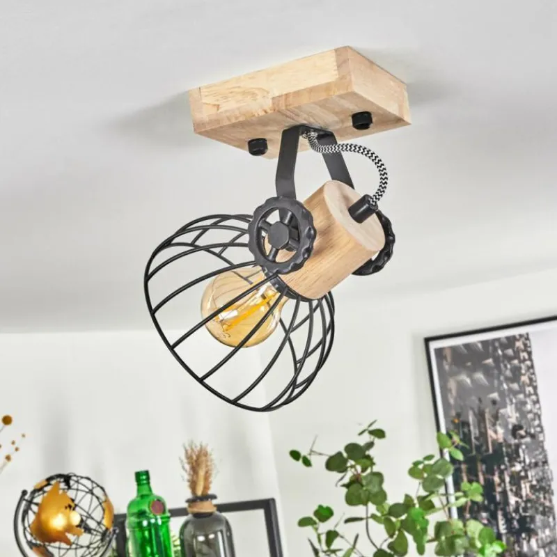 Lampes Industrielles-hofstein Plafonnier Orny Écru, Noir, 1 lumière