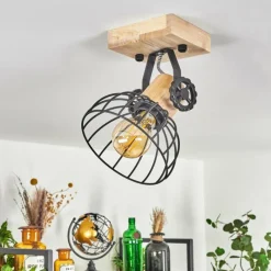 Lampes Industrielles-hofstein Plafonnier Orny Écru, Noir, 1 lumière