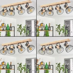 Lampes Industrielles-hofstein Plafonnier Orny Écru, Noir, 4 lumières