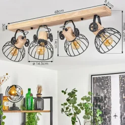 Lampes Industrielles-hofstein Plafonnier Orny Écru, Noir, 4 lumières