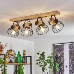 Lampes Industrielles-hofstein Plafonnier Orny Écru, Noir, 4 lumières