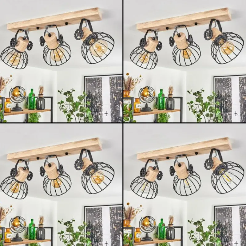 Lampes Industrielles-hofstein Plafonnier Orny Écru, Noir, 3 lumières