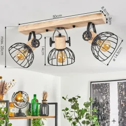 Lampes Industrielles-hofstein Plafonnier Orny Écru, Noir, 3 lumières