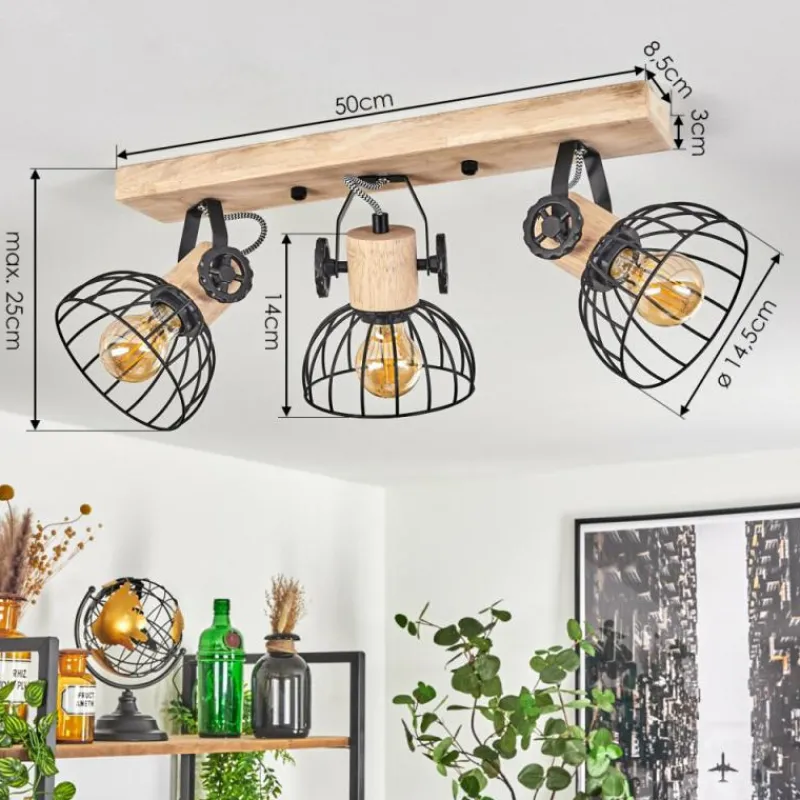 Lampes Industrielles-hofstein Plafonnier Orny Écru, Noir, 3 lumières