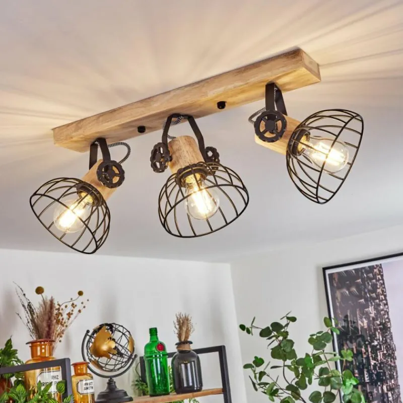 Lampes Industrielles-hofstein Plafonnier Orny Écru, Noir, 3 lumières