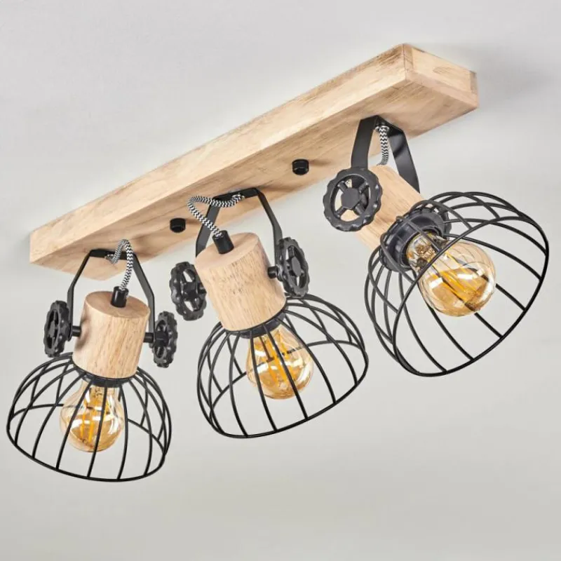 Lampes Industrielles-hofstein Plafonnier Orny Écru, Noir, 3 lumières