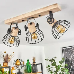 Lampes Industrielles-hofstein Plafonnier Orny Écru, Noir, 3 lumières