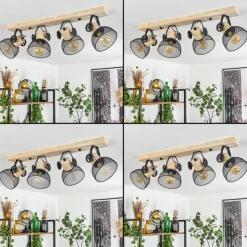 Lampes Industrielles-hofstein Plafonnier Orny Écru, Noir, 4 lumières