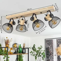 Lampes Industrielles-hofstein Plafonnier Orny Écru, Noir, 4 lumières