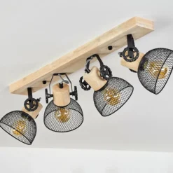 Lampes Industrielles-hofstein Plafonnier Orny Écru, Noir, 4 lumières