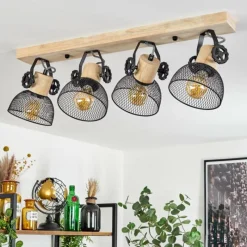 Lampes Industrielles-hofstein Plafonnier Orny Écru, Noir, 4 lumières