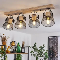 Lampes Industrielles-hofstein Plafonnier Orny Écru, Noir, 4 lumières