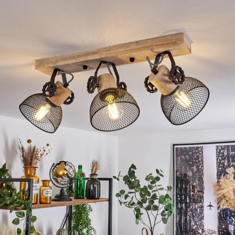 Lampes Industrielles-hofstein Plafonnier Orny Écru, Noir, 3 lumières