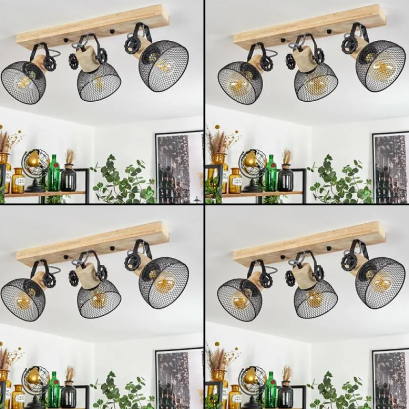 Lampes Industrielles-hofstein Plafonnier Orny Écru, Noir, 3 lumières