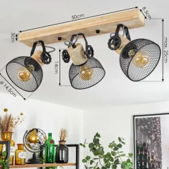 Lampes Industrielles-hofstein Plafonnier Orny Écru, Noir, 3 lumières