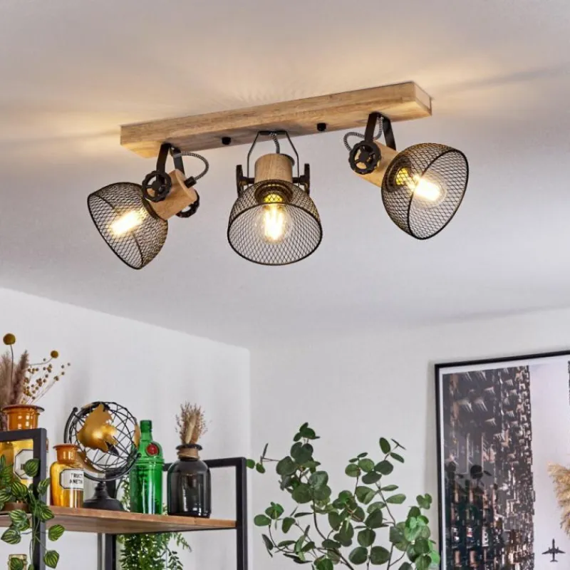 Lampes Industrielles-hofstein Plafonnier Orny Écru, Noir, 3 lumières