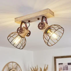 Lampes Industrielles-hofstein Plafonnier Orny Écru, Rouille, 2 lumières