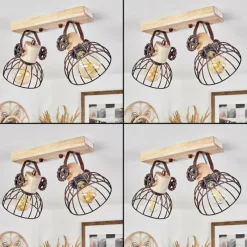 Lampes Industrielles-hofstein Plafonnier Orny Écru, Rouille, 2 lumières