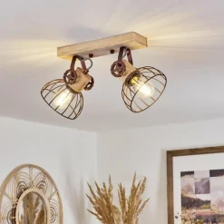 Lampes Industrielles-hofstein Plafonnier Orny Écru, Rouille, 2 lumières