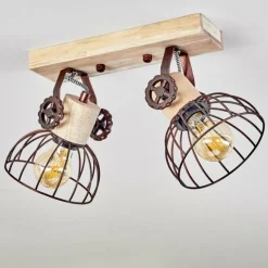 Lampes Industrielles-hofstein Plafonnier Orny Écru, Rouille, 2 lumières