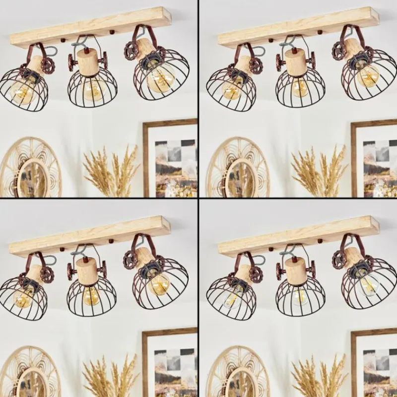 Lampes Industrielles-hofstein Plafonnier Orny Écru, Rouille, 3 lumières