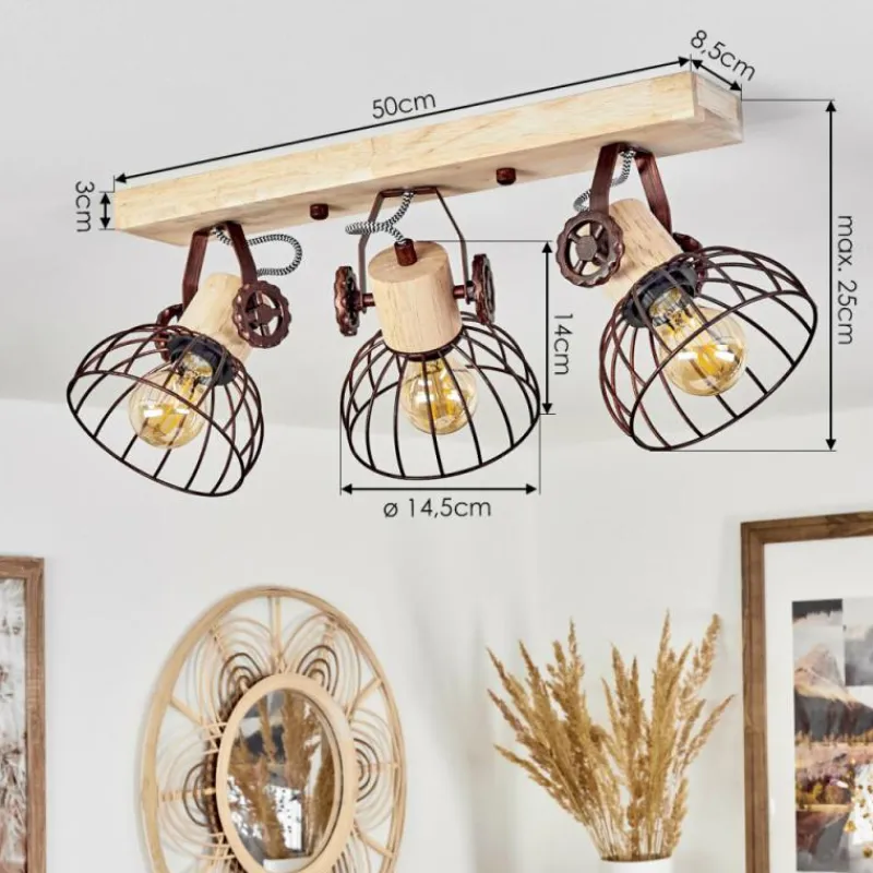 Lampes Industrielles-hofstein Plafonnier Orny Écru, Rouille, 3 lumières