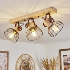 Lampes Industrielles-hofstein Plafonnier Orny Écru, Rouille, 3 lumières